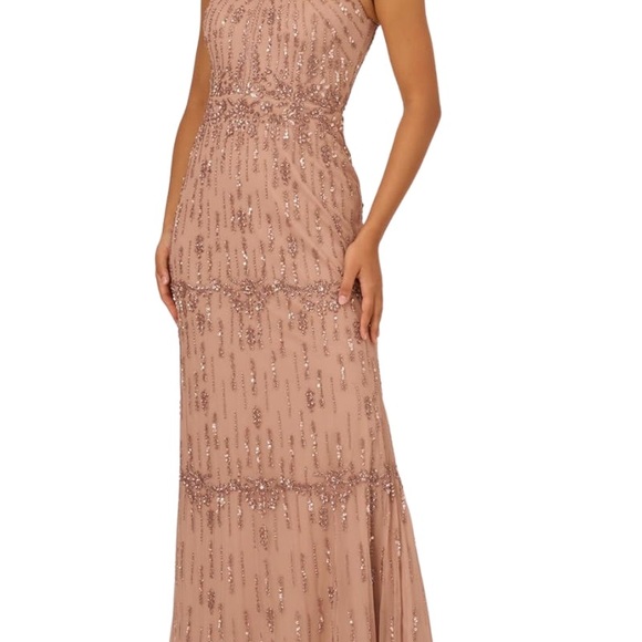 Adrianna Papell Dresses & Skirts - Adrianna Papell Sequin Embellished Maxi Dress in Tan